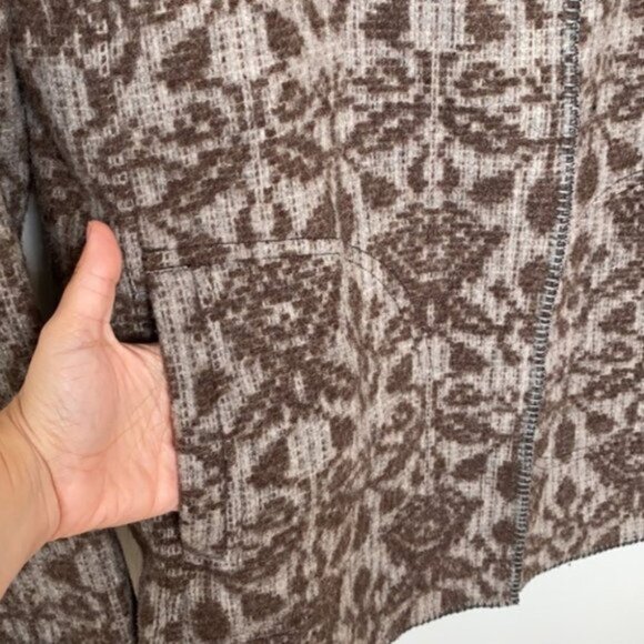 Woolrich Women Gray Aztec Heather Wool Knit Blanket Cardigan Coat Size Medium - Picture 4 of 10